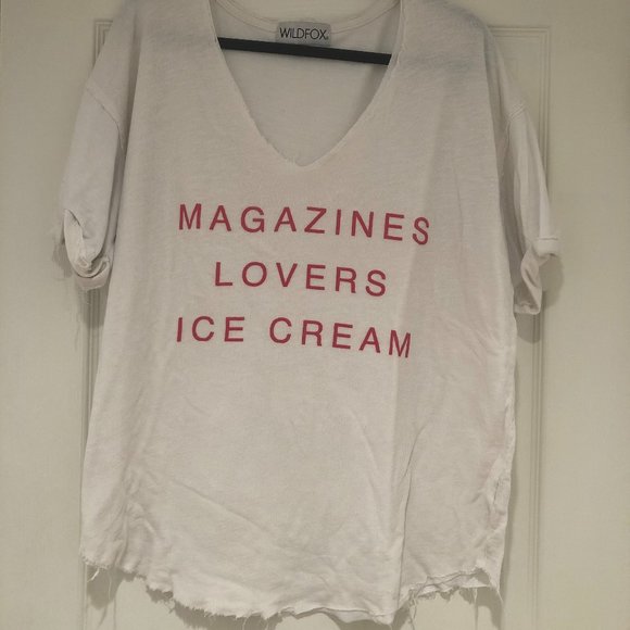 Wildfox Magazines, Lovers, Ice Cream Oversized V-neck Tee - Picture 4 of 4